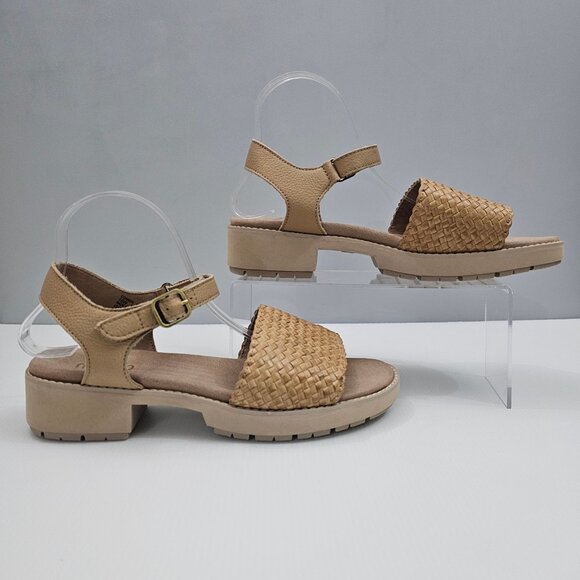 NEW Munro Conner Sandal Womens 10 WIDE Tan Leather Woven Platform Comfort Summer - Picture 3 of 14